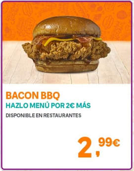 Sandwich Bacon BBQ o Chicken por 2,99€ en Popeyes