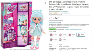 BFF Muñeca fashion con Pelo largo, Ropa de tela y 9 Accesorios por 14,29€