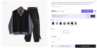 conjunto de 3 piezas Chaleco de punto + camisa de manga larga + pantalones Cargo sueltos Harajuku BF por 21,63€