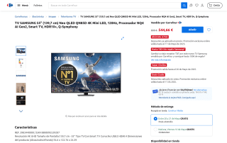 Samsung TV Neo QLED 55 pulgadas modelo QN85D 4K Mini LED Smart TV por 544,66€