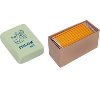 Pack Milán 45 Gomas + Pack 150 Lápices por 13,02€.