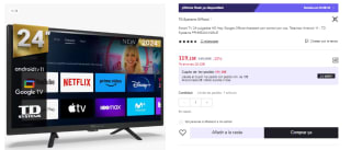 TD Systems PRIME24C19GLE Smart TV 24 pulgadas Led HD por 119,18€ (Cuenta Nueva 107.18€)