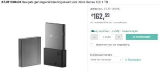 Seagate Storage Expansion Card for Xbox Series X|S 1TB voor €162,59 bij reichelt