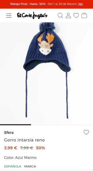 Sfera Gorro intarsia Reno por 3,99€.