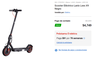 Scooter Eléctrico Lanix Lxes X9 por $4,749 en Elektra