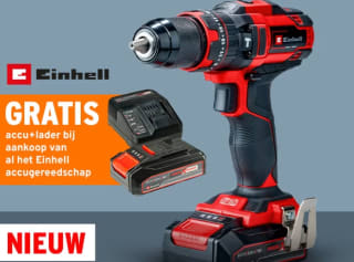 Gratis Einhell 18V startset accu 2.5Ah + oplader bij aankoop 18v machine bij Gamma