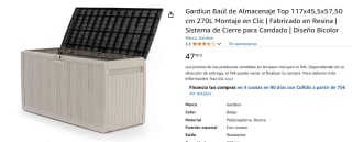 Gardiun Baúl de Almacenaje Top 270L por 47,90€
