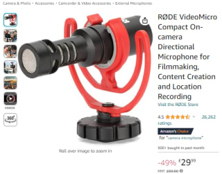 Score a RØDE VideoMicro compact on-camera directional microphone from Amazon as low as £29.99