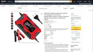 NWOUIIAY Cargador de Batería de Coche 6A 12V Inteligente por 11,99€