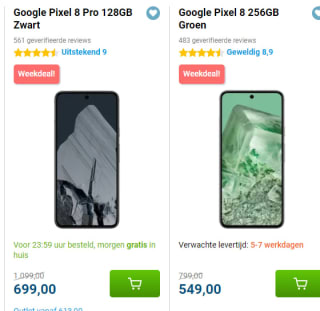 Heel veel Google pixels smartphones met hoge korting bij Belsimpel
