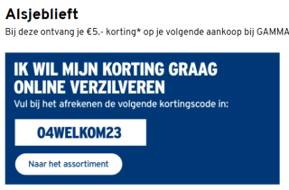 €5 korting bij besteding vanaf €25 online en in de winkel