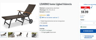 Livarno Home aluminium Ligbed Valencia voor €59,99 in de Lidl webshop