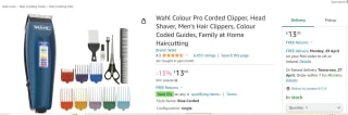 Wahl Colour Pro Corded Hair Clipper for only £13