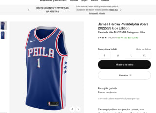 Camiseta Nike James Harden Philadelphia 76ers 2022/23 por 37,49€