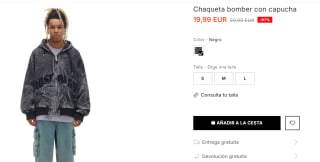 Chaqueta bomber con capucha para Hombre por 19.99€
