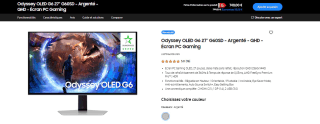 Odyssey G6 OLED 1440p + casque JBL Tune 770NC offert à 749€