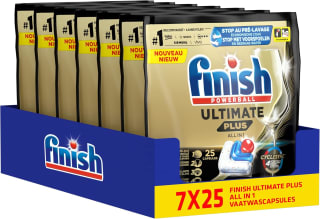 Finish Ultimate + All in 1 Regular 25 Stuks (7x25 stuks) voor €28,55 bij Amazon