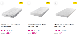 40% korting op alle matrassen en topmatrassen bij Leen Bakker