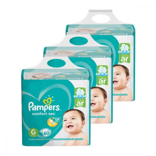 Kit de Fraldas da Pampers, modelo Confort Sec Super com 180 Uni - R$ 192,72