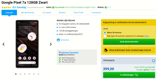 Google Pixel 7a - Smartphone - 128GB - Zwart - Dual Sim voor €399 bij Belsimpel