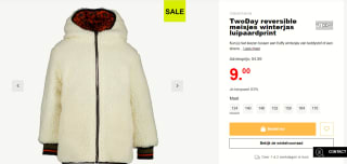 TwoDay reversible meisjes winterjas luipaardprint voor €9 bij Scapino