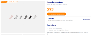 6 paar sneakersokken voor €2,28 bij Action