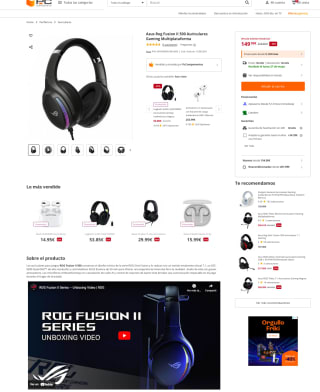 Auriculares Asus Rog Fusion II 500 Gaming Multiplataforma por solo 139,99€