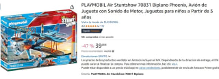 Set Playmobil Air Stuntshow 70831 Biplano Phoenix, Avión de Juguete con Sonido de Motor por 39,48€