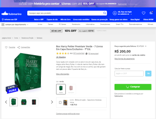 Box de Livros: Harry Potter Premium com 7 Livros - R$ 200