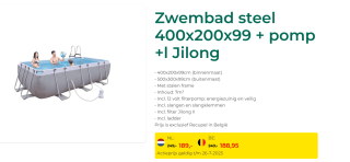 Zwembad steel 400x200x99 + pomp voor €189 bij van Cranenbroek