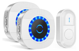 Timbre Inalámbrico Interior/Exterior Impermeable con 2 Receptores Enchufe 300M de Alcance 55 Melodías 5 niveles volumen indicador LED por 9,85€