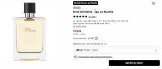 Terre d'Hermès - Eau de Toilette 100ml à 79€