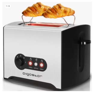Aigostar Mini Sunshine - Tostadora 2 ranuras, 900W, 7 niveles de tostado, función descongelación y recalentamiento, bandeja recogemigas extraíble, ranura extra ancha, Acero inoxidable por 12.59€ (Cuentas Nuevas 6.3€)