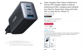 Anker Cargador USB C (Nano II 65W) Pod 3 Puertos por 24,99€