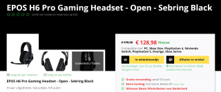 EPOS H6PRO Open akoestische gaming headset voor €128,98 bij Game Mania