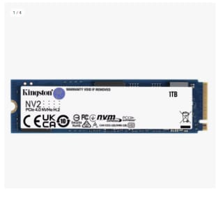 Disco Duro interno SSD Kingston NV2 1TB PCIe 4.0 NVMe M.2 2280 por 30.97€