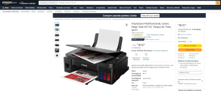 Impressora Multifuncional da Canon, modelo Mega Tank - R$ 813
