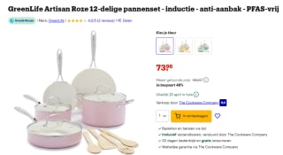 12-delige GreenLife Artisan pannenset voor €73,96 bij Bol