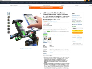 LISEN Soporte Movil Bicicleta/Patinete Electrico/Moto/Scooter, Support Téléphone GPS Bici Montaña 360° Rotación por solo 13,80€