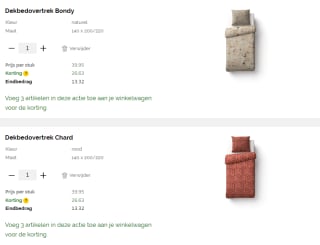 3 halen 1 betalen op dekbedovertrekken bij Beter Bed