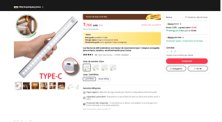 Lámpara Led inalámbrica 50cm sensor de movimiento por 2,46€