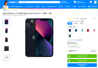 Smartphone da Apple, modelo iPhone 13 de 128GB - R$ 4.679,99