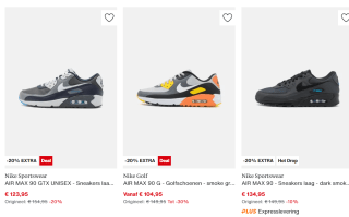 Zalando kortingscode voor 20% extra korting op geselecteerde Nike Air Max 90