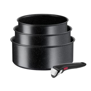 Tefal Ingenio Black Stone - Juego de 4 Piezas Apilables y Antiadherentes para Inducción (3 Cazuelas y 1 mango extraíble) por 49.99€