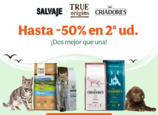 Hasta un -50% de Descuento en la Segunda Unidad pienso desde Tiendanimal.