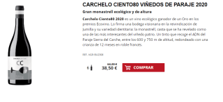 6 Botellas de Carchelo Ciento80 Viñedos de Paraje 2020 por 38.5€