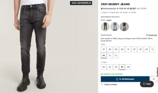 G-Star 3301 Skinny heren Jeans voor €65,97 bij G-star