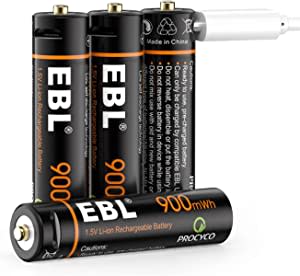 EBL Pilas Recargables AAA 900mWh con Micro USB por 5,81€