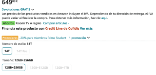 Xiaomi 14T 12/256Gb + Tv 50" Xiaomi para Prime Students por solo 519,20€