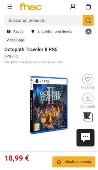 Octopath Traveler II PS5 por 18,99€(socios)